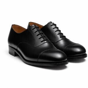 J.M. Weston FRANCE Cap Toe Oxford Shoe Leather Black Minimalist Classic 8 Wide